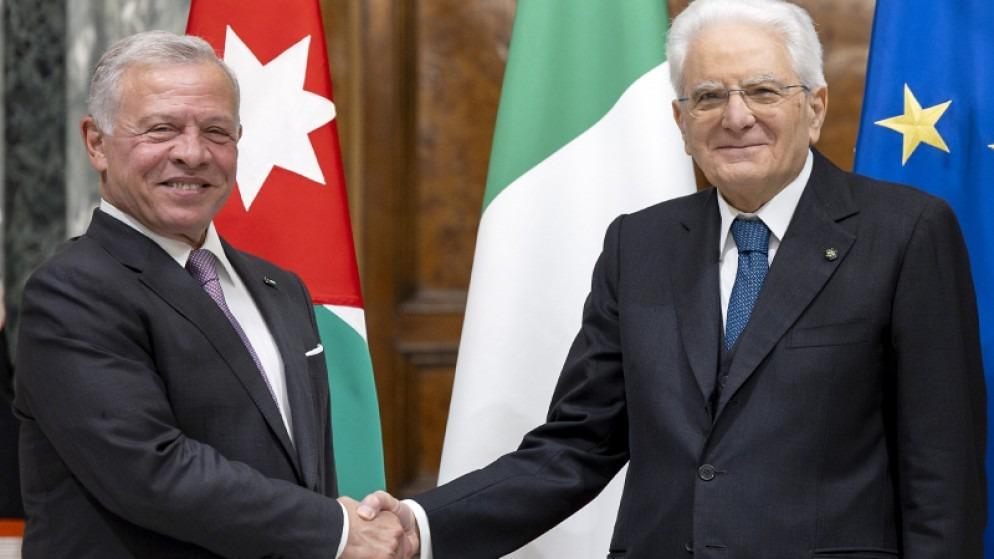 الملك يلتقي الرئيس الإيطالي ويؤكد ضرورة وقف الكارثة الإنسانية في غزة