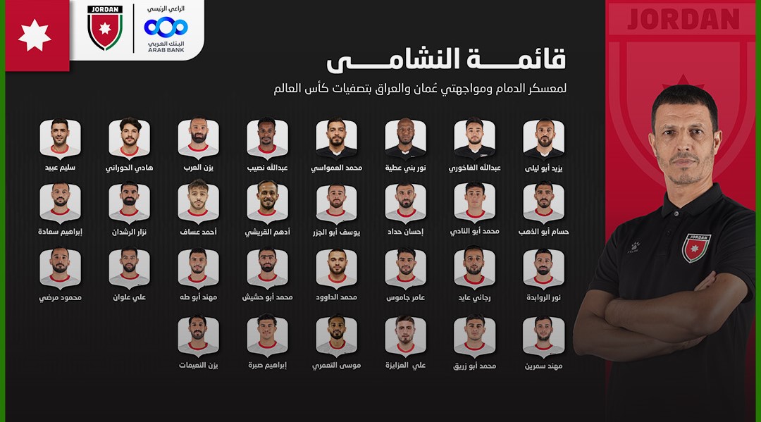 إعلان قائمة النشامى لمعسكر الدمام ومواجهتي عُمان والعراق بتصفيات كأس العالم