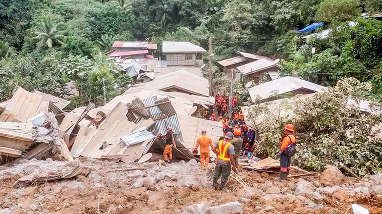 مصرع 54 شخصا وفقدان 63 بانهيار أرضي جراء الأمطار الغزيرة في جنوب الفلبين