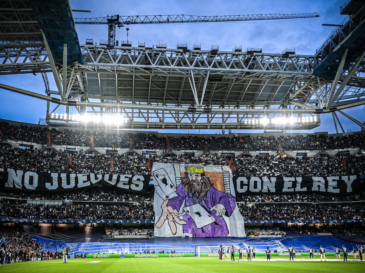 جماهير ريال مدريد تستعد بـ"تيفو الملوك" لتحفيز اللاعبين أمام أرسنال